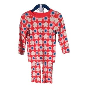 Hanna Andersson Long Sleeve Ribbed Top & Flared Leggings Set Retro Floral 18/24m